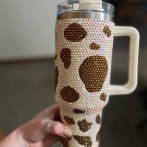 Rhinestone Cowprint Tumbler